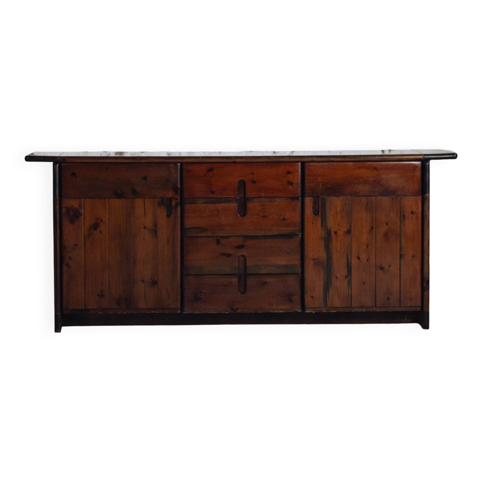 Enfilade by Silvio Coppola in stained solid wood, 1970.