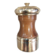 Varnished wood and brushed brass pepper mill