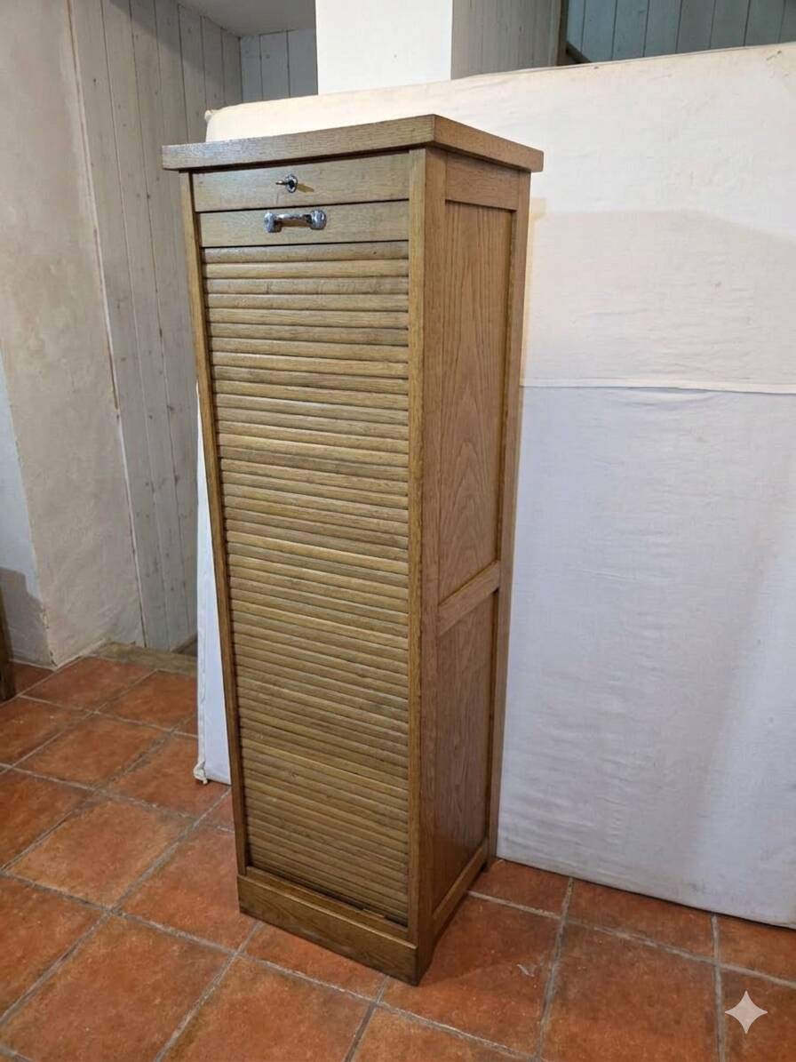 Classeur à rideau ancien en chêne