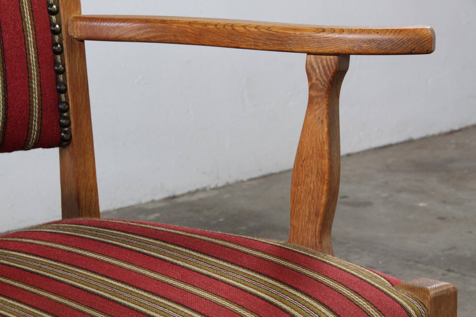 Vintage Danish Brutalist Oak Armchair in the style of Henning Kjærnulf, 1960s