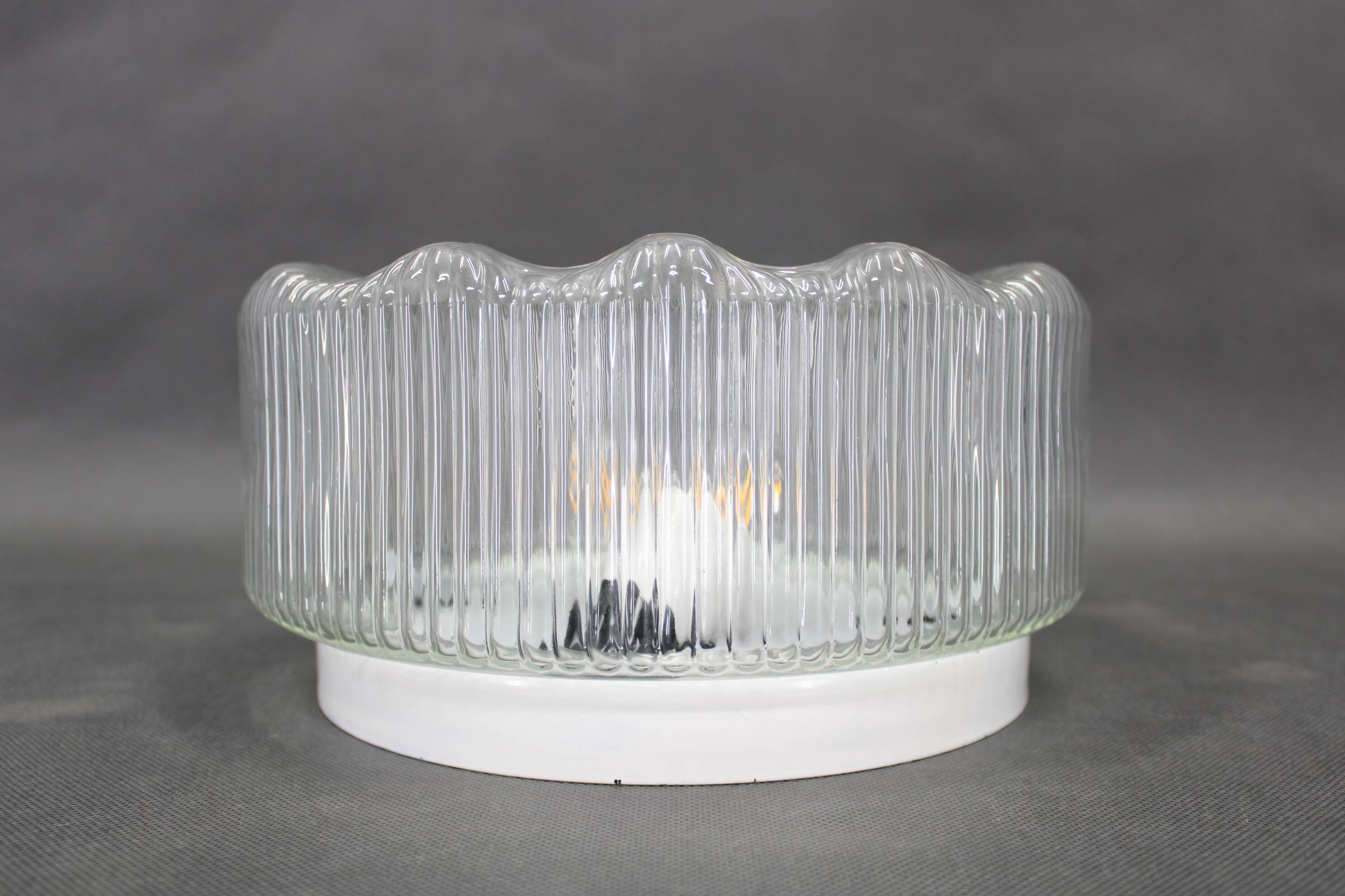 1970s Round Glass Ceiling Light, Czechoslovakia