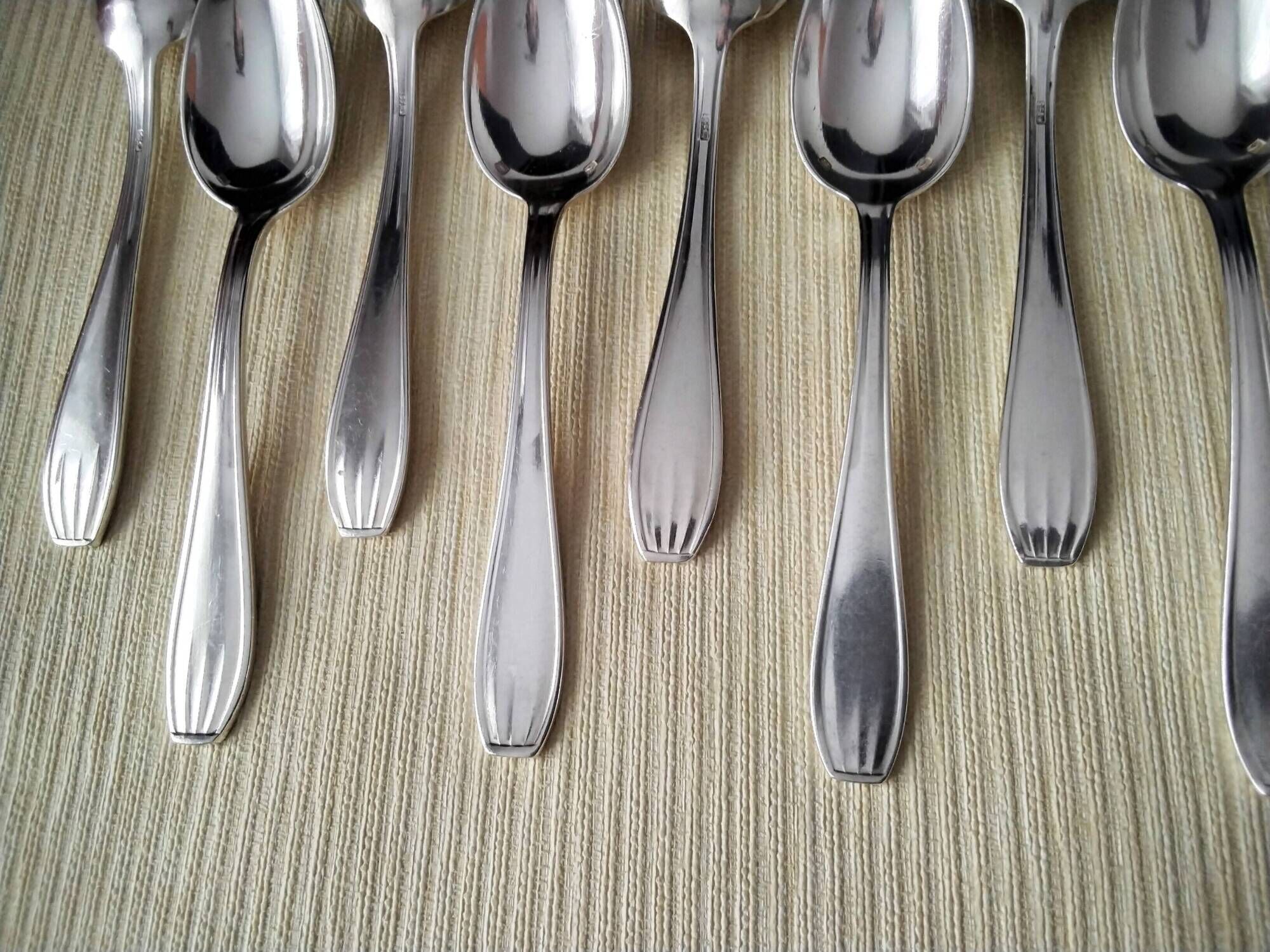 Set of 12 silver-plated coffee spoons SFAM Lancel model