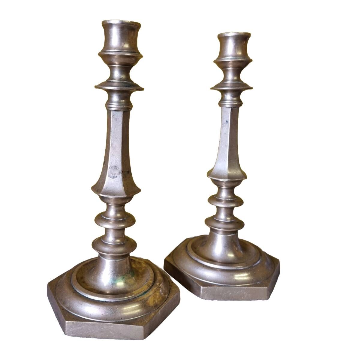 Pair of french brass candlesticks, 2nd half of the 19th century