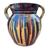 Old flower jar with two glazed earth handles