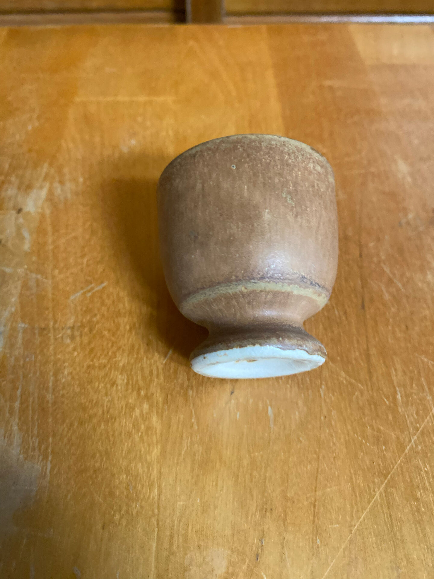 Set of 5 Vintage Beige Stoneware Egg Cups