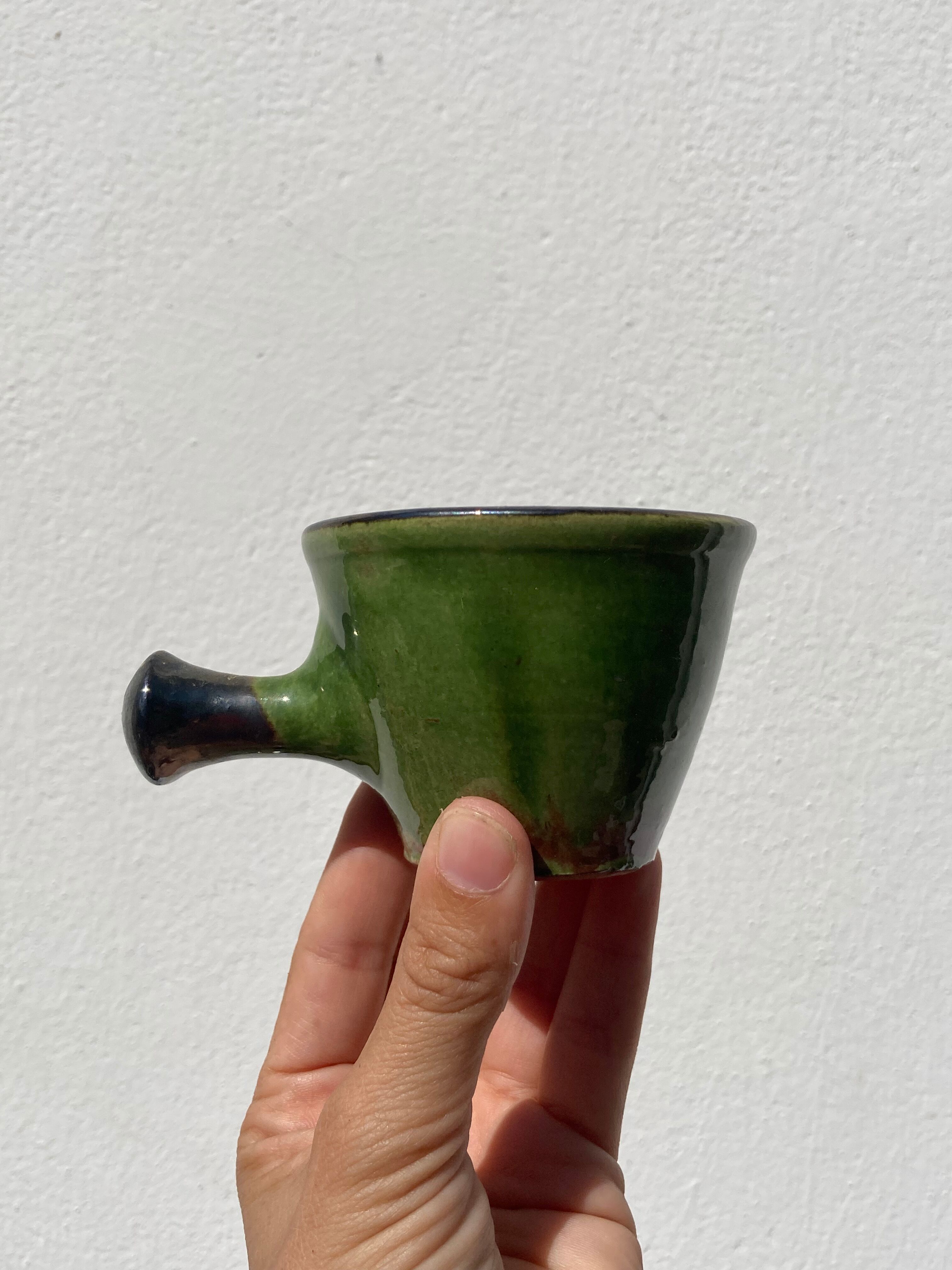 Coffee service signed Poterie de Marnaz including cups and pitcher in glazed terracotta