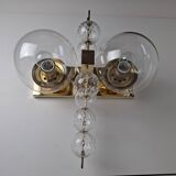 Applique murale tchèque en laiton et verre du milieu du siècle, par Kamenický Šenov, années 1970