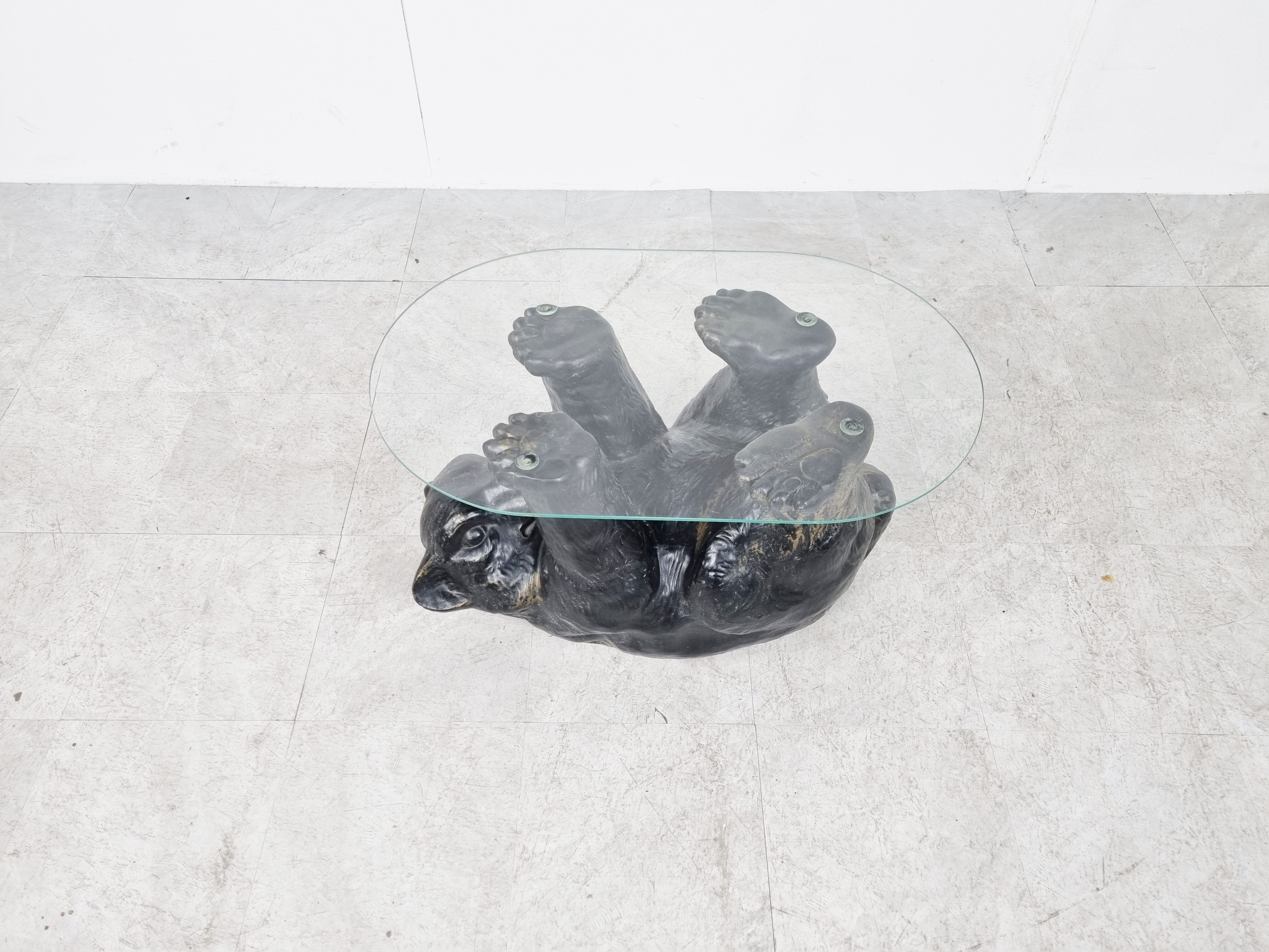 Sculptural black bear coffee table, 1970s