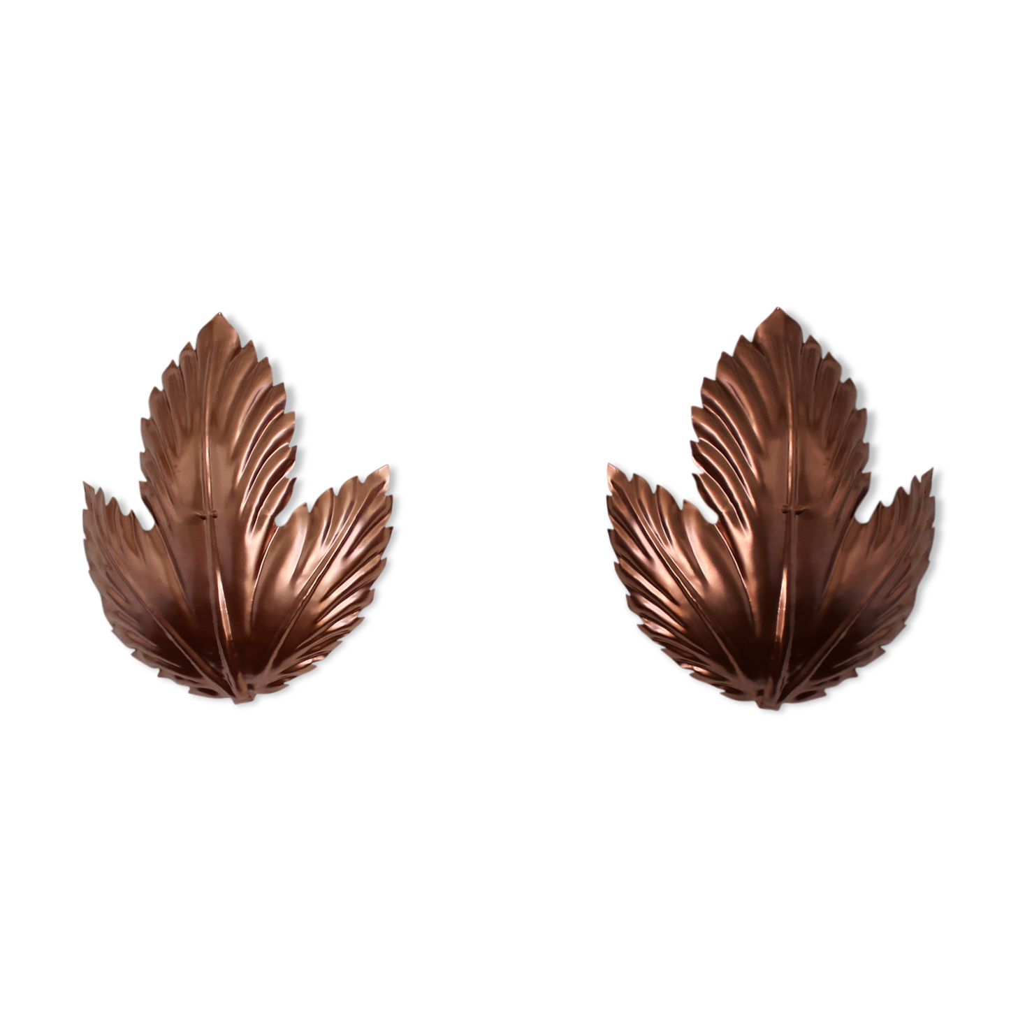 Metallic pink leaf wall lamps