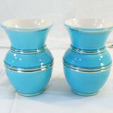 Pair of TURQUOISE BLUE AND GOLD VERCERAM vase