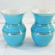 Paire de vases Verceram bleu turquoise et doré