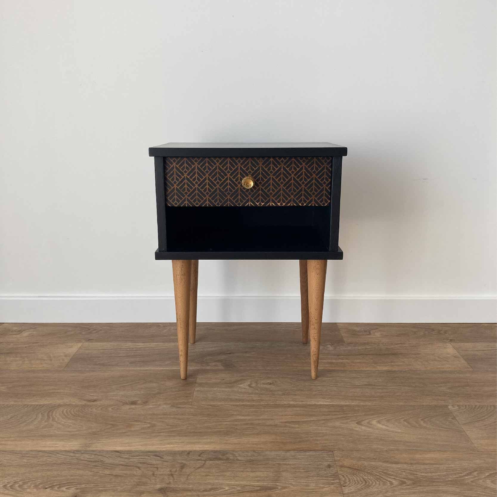 Black bedside, a drawer