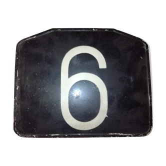 Plaque ancienne de ligne de bus en bakélite " 6 "