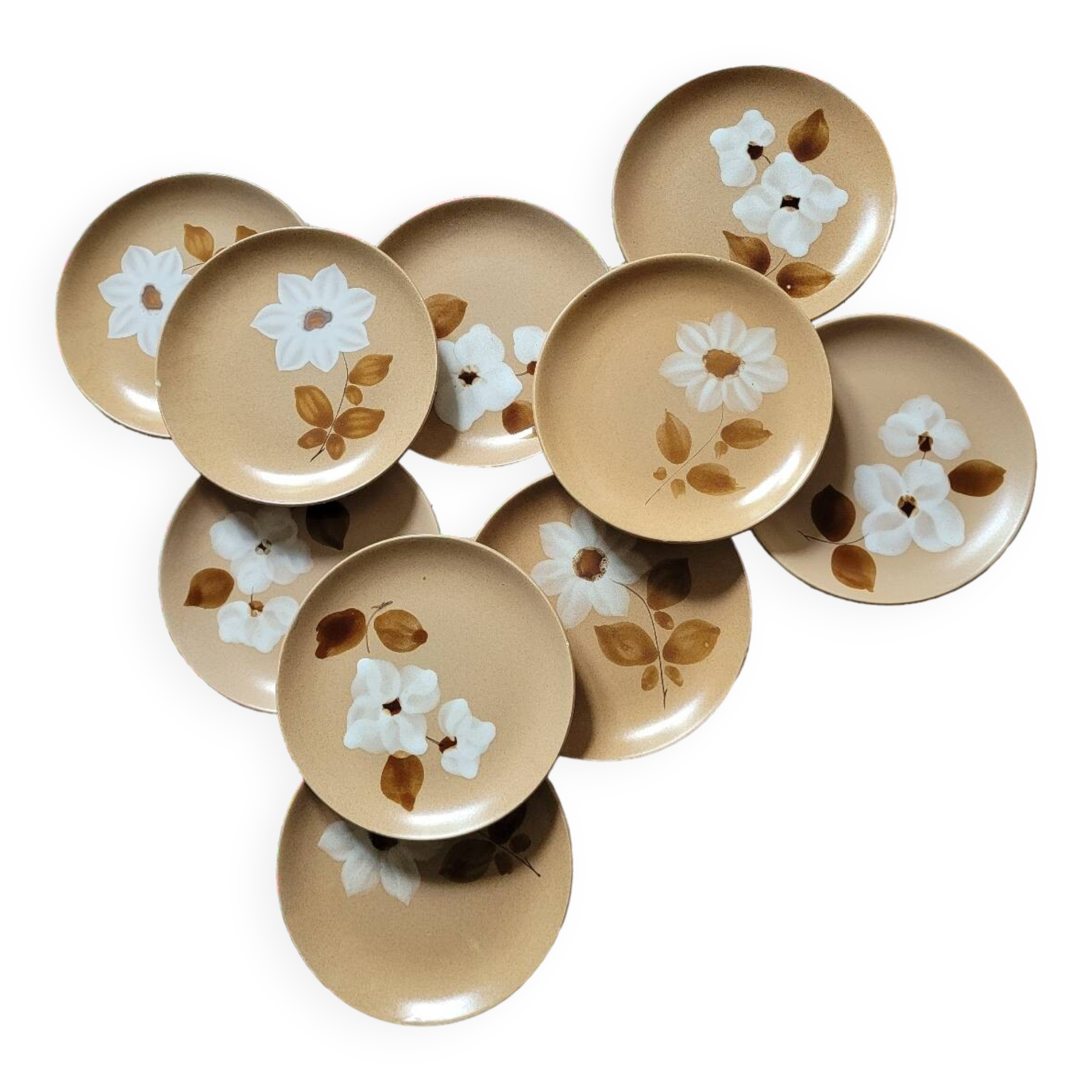 Lot de 10 assiettes à dessert en grès MDL