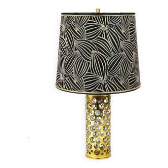 Lampe de table Rupert Nikoll milieu du siècle en tube de laiton et verre à bulles, Autriche, années 1950