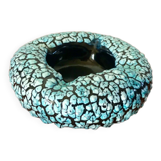 Large blue Fat Lava ceramic pocket / ashtray signed 1970s