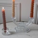 Duo of crystal candle holders 50s