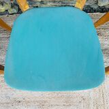 Set of 4 vinyl and wood chairs