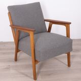 Fauteuil vintage des années 60 en teck bois et tissu design danois
