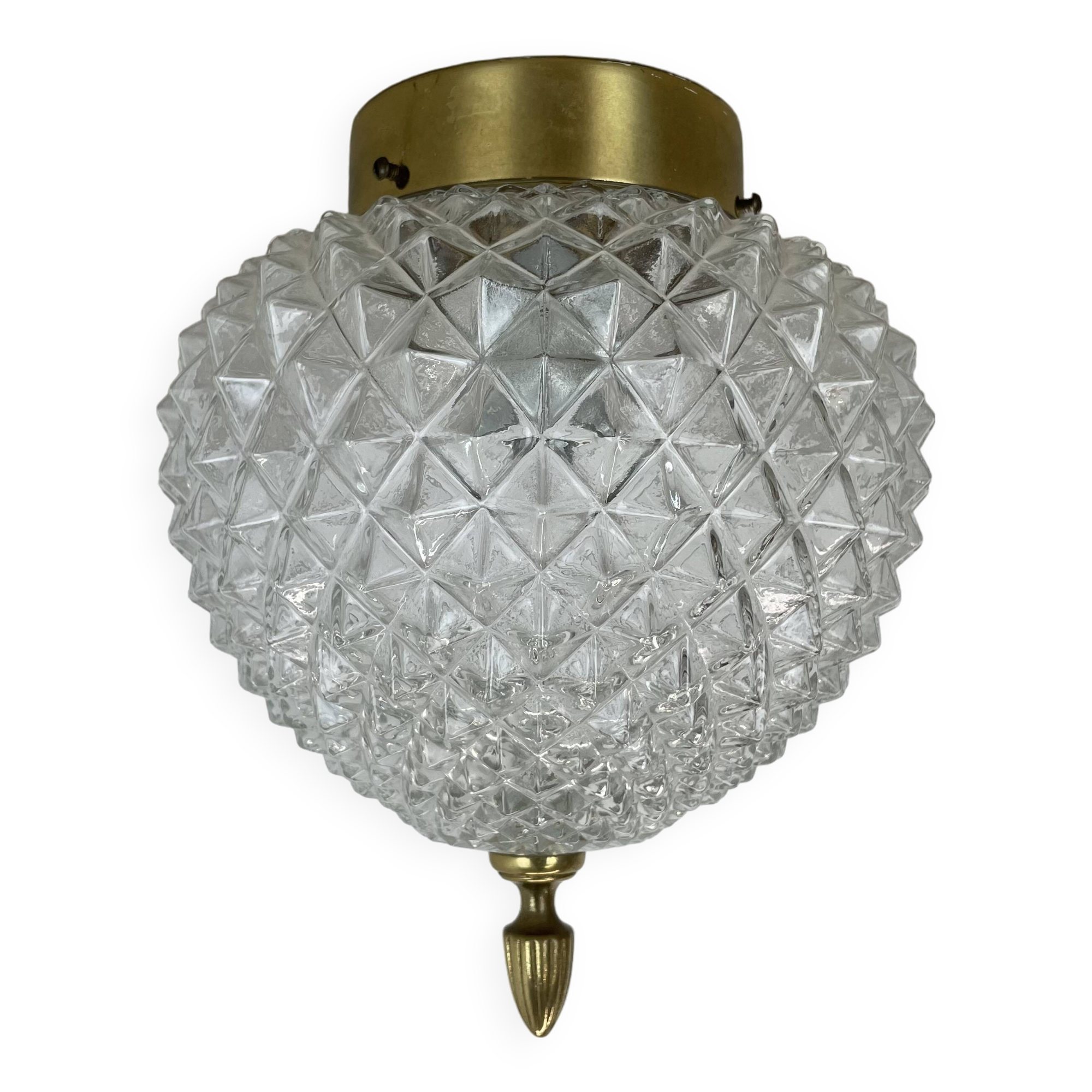 Modernist  "pineapple" ceiling light by glashütte limburg attrib., germany 1970