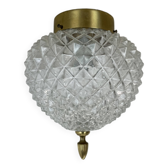 Modernist  "pineapple" ceiling light by glashütte limburg attrib., germany 1970