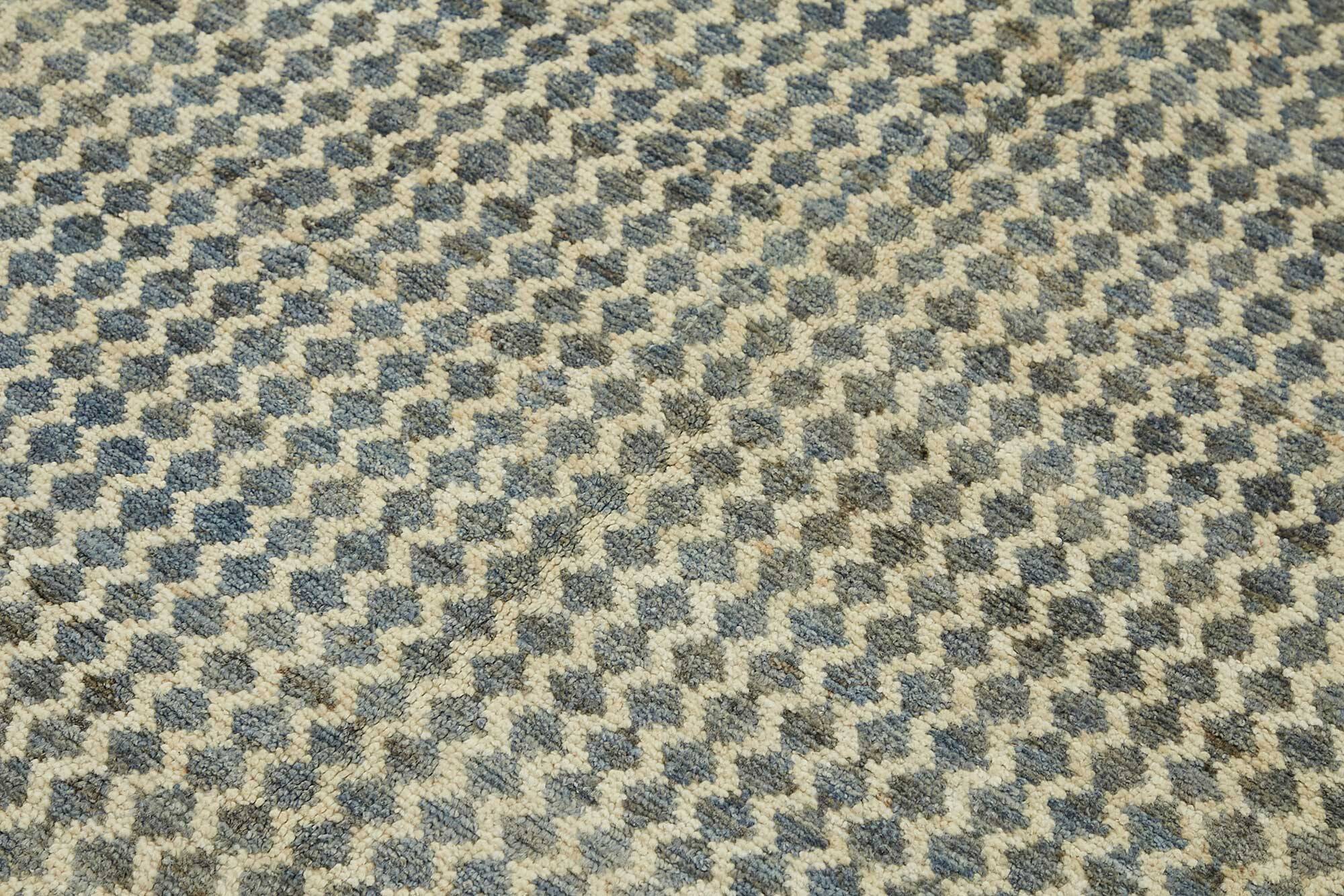 Handmade Turkish One of a Kind 154 cm x 195 cm Blue Wool Carpet