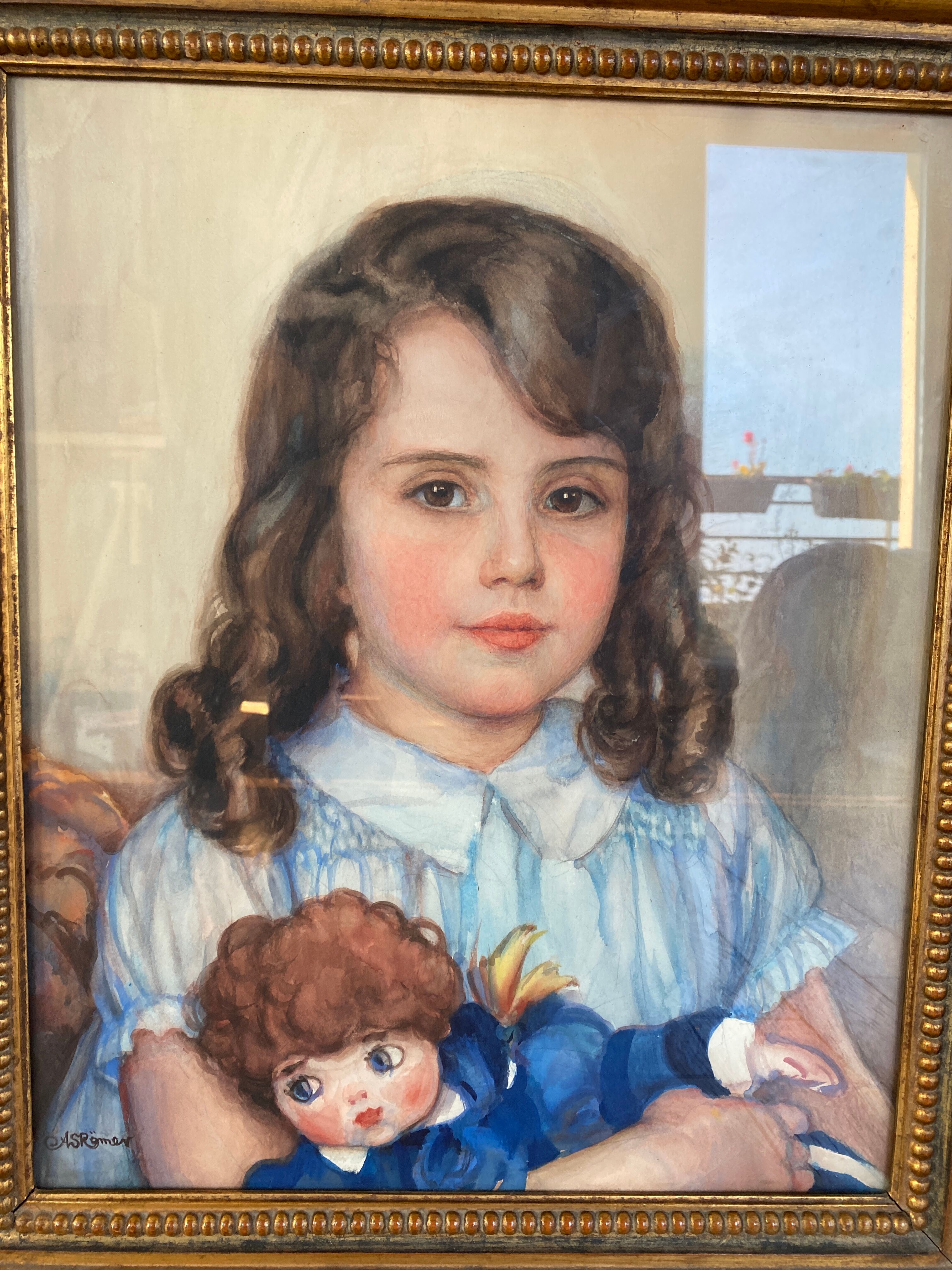 Portrait de jeune fille signé AS Romer
