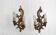 Pair Vintage French Bronze Double Wall Lights Acanthus Leaf & Flower Detail