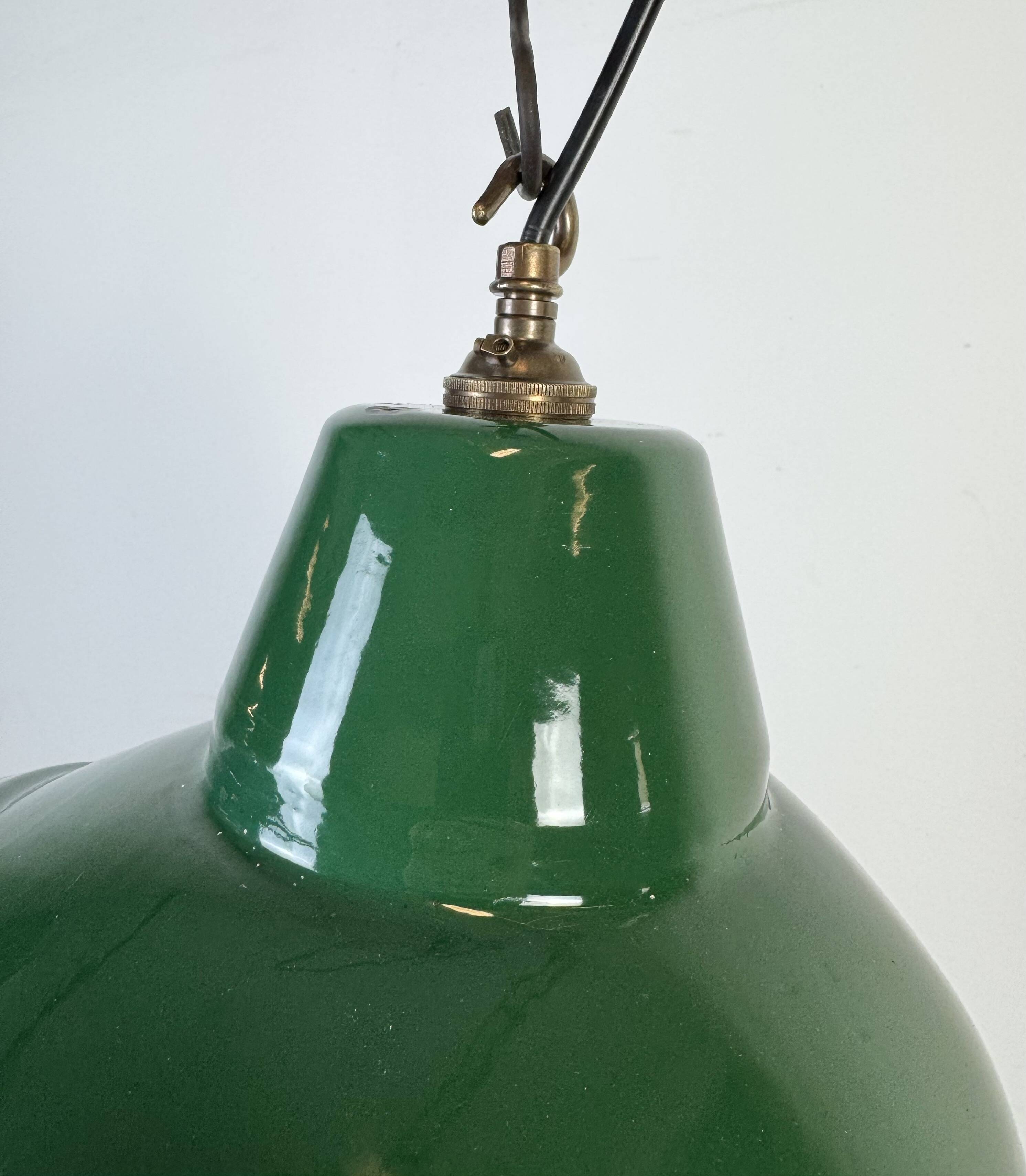 Industrial Green Enamel Factory Pendant Lamp, 1960s