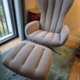 Tilburg Bo Concept reclining and swivel armchair with adjustable headrest + Tilburg ottoman