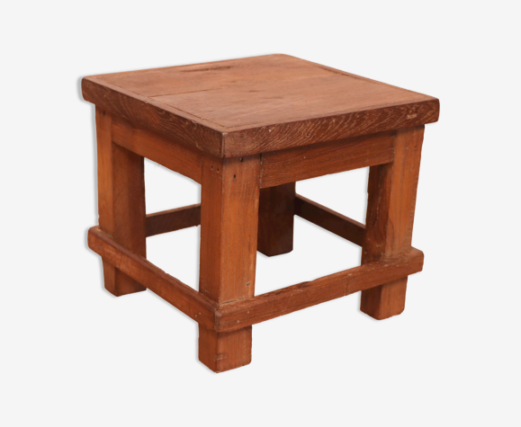 Table de chevet d'atelier en teck birman