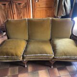 Louis XV style 3-seater sofa with cane armrests