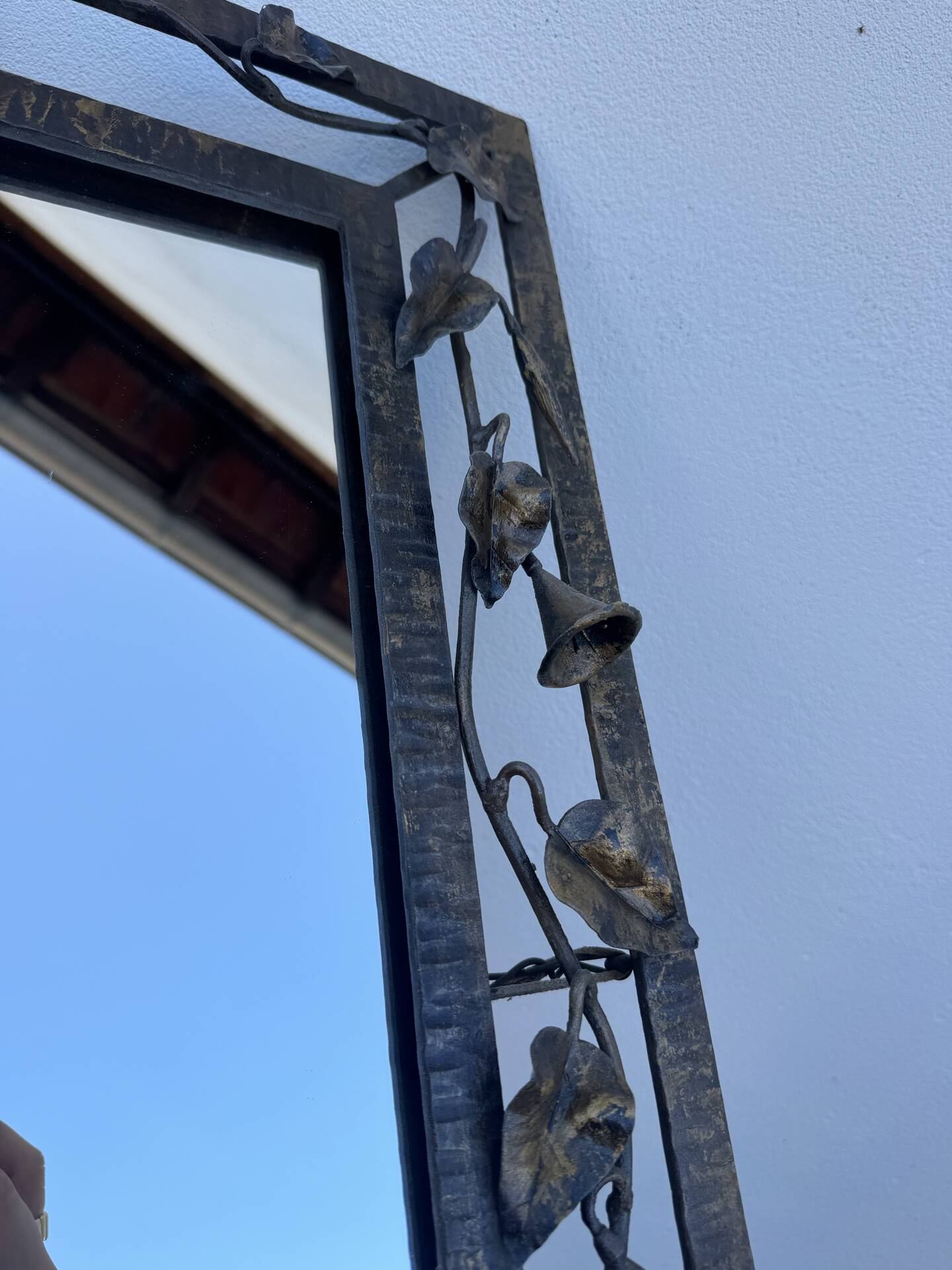 Wrought iron mirror with ivy Art Deco