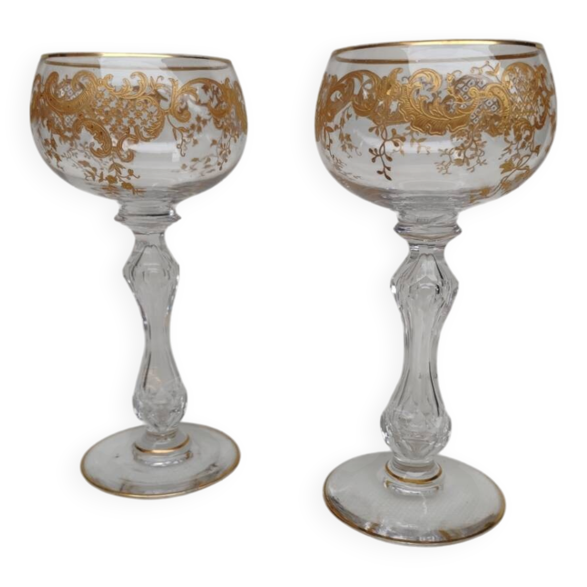 Pair of gilded Saint Louis crystal glasses, circa 1900.