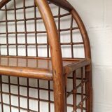 Pair of bamboo and rattan bookcases