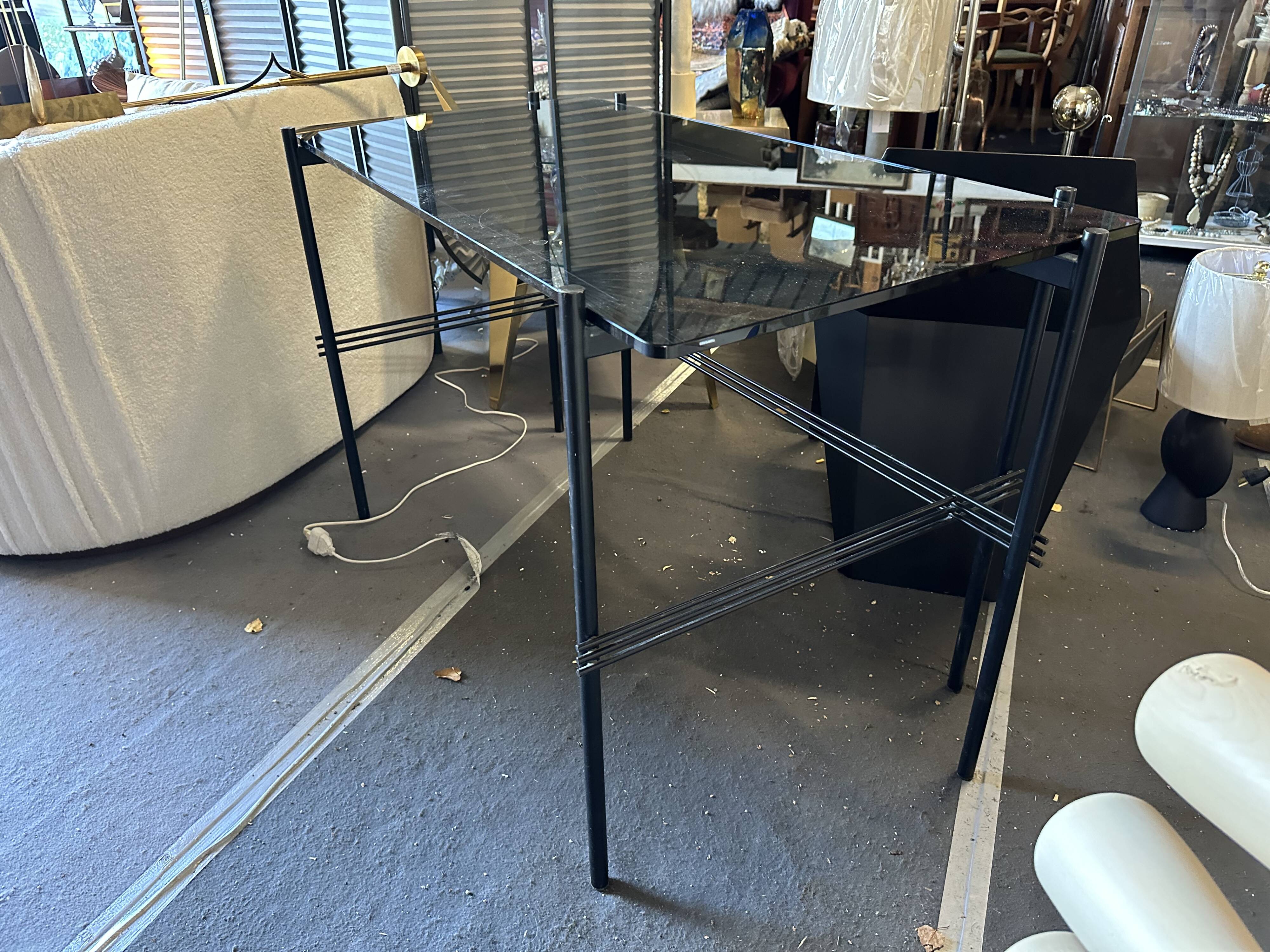 Metal and tinted glass desk