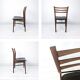Chaise vintage design danois en bois avec assise en simili cuir olive brun
