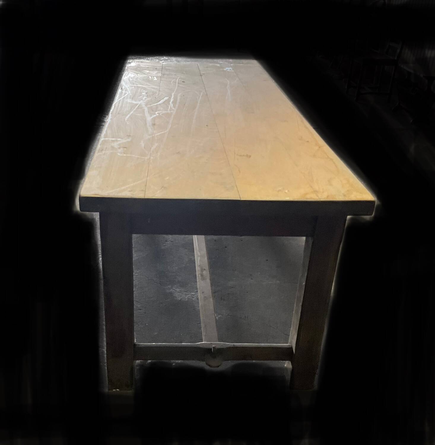 Century-old solid oak farm table TBE