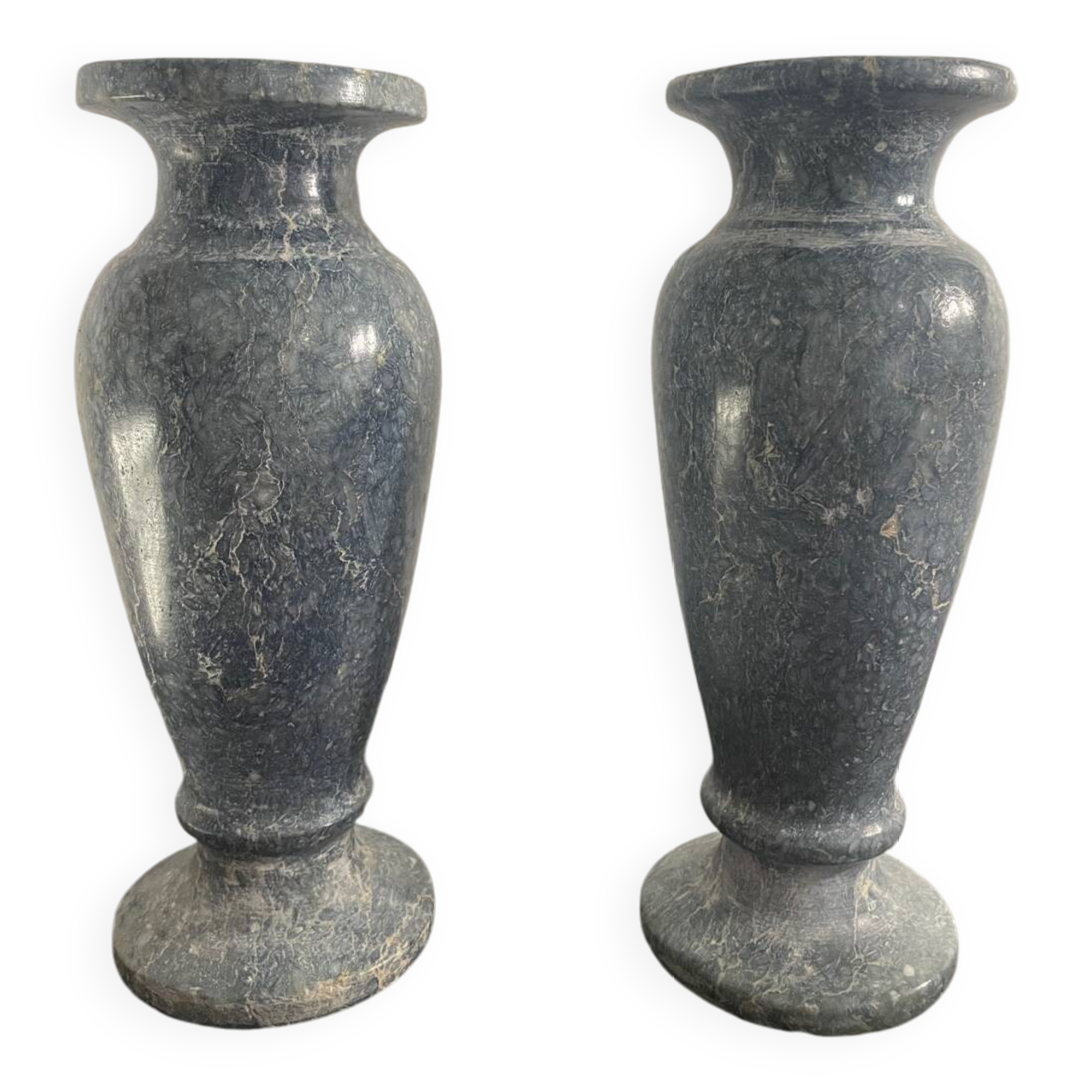 Pair of marble baluster vases