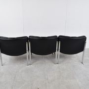 Vintage leather and chrome eurochair lounge chairs by Girsberger, 1970s