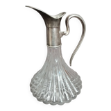 Glass and silver metal wine carafe