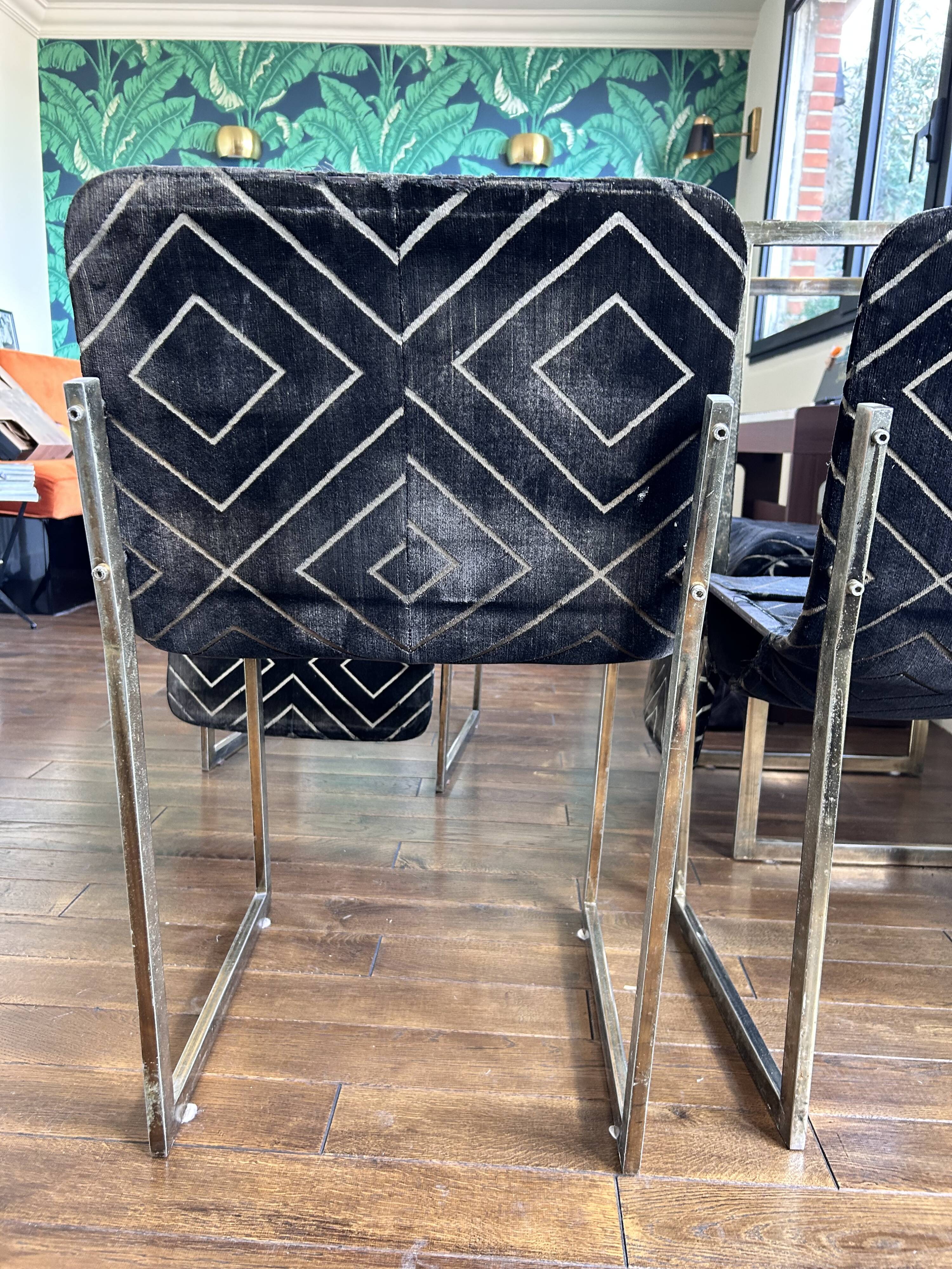 Suite de 6 chaises vintage années 70 style Milo Baughman