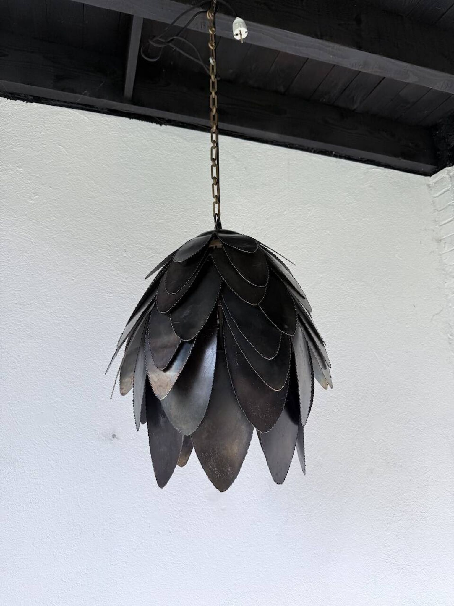 Brutalist suspension Jansen metal welded flower