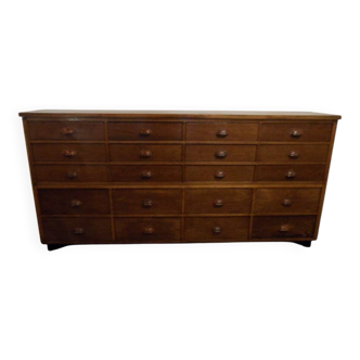 Armoire d'apothicaire vintage en chêne avec tiroirs