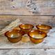 4 bols à oreilles en verre ambre