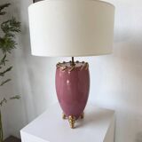 Pink and gold ceramic tripod table lamp