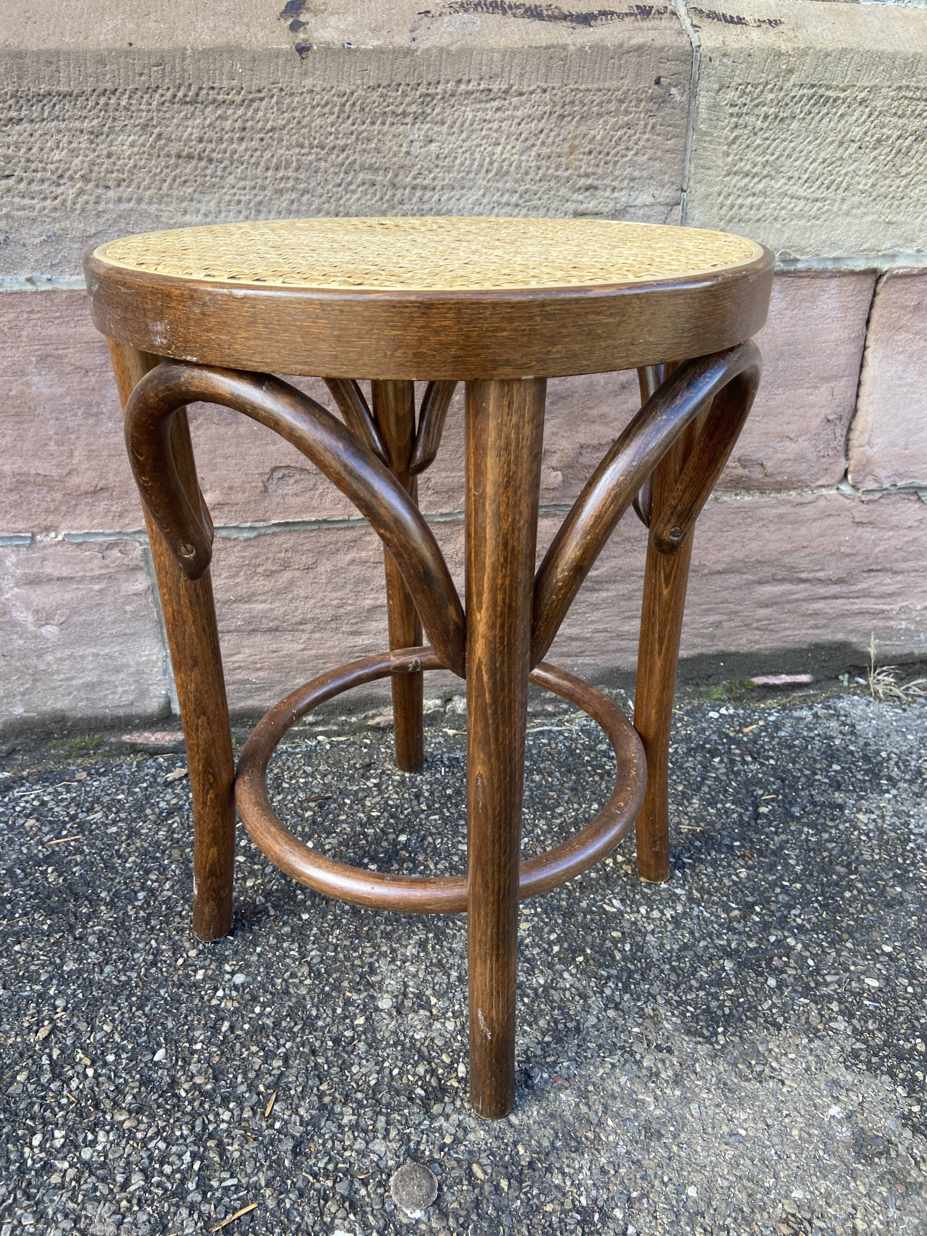Viennese bentwood and cane stool 1950