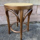 Tabouret viennois en bois courbé et cannage 1950