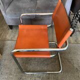 Cantilever dining room armchair, in cognac leather, vintage