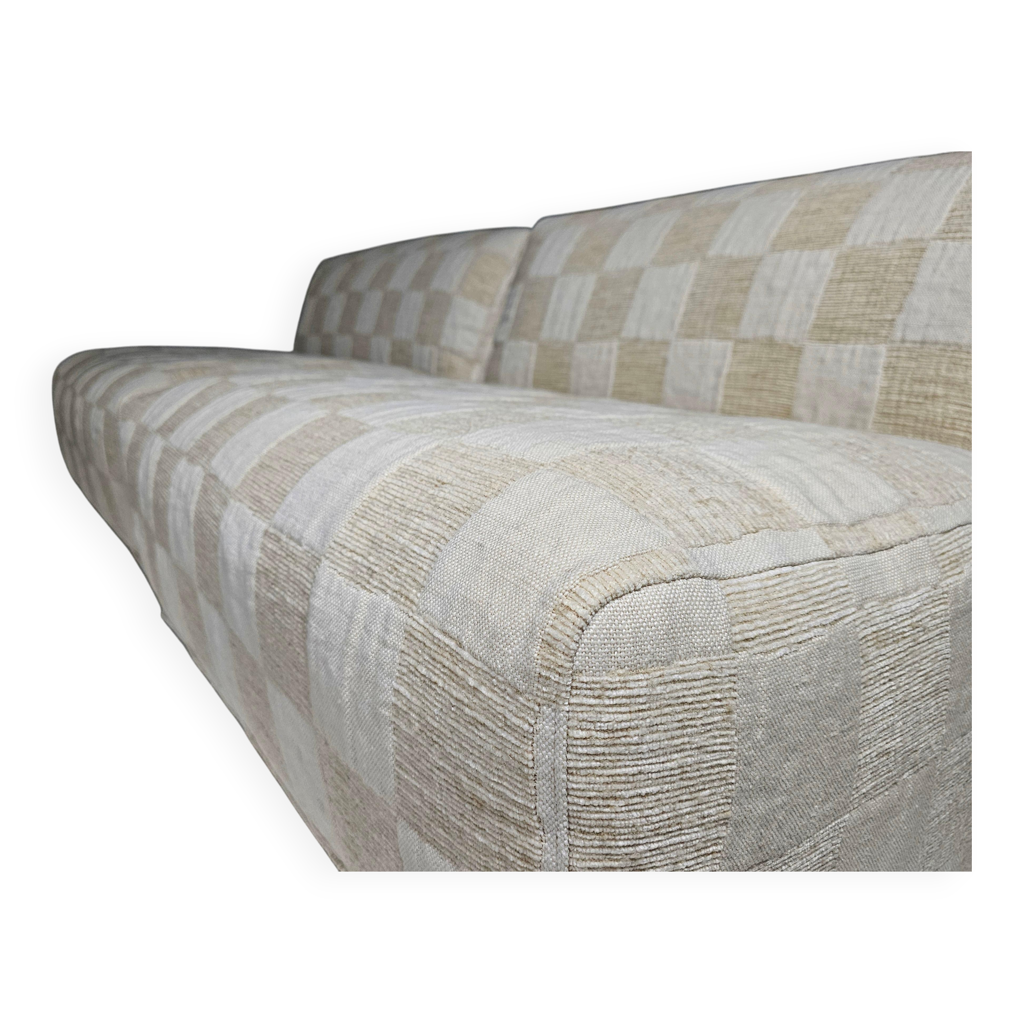 Modular canapé Fiandra in cream check fabric by Vico Magistretti for Cassina